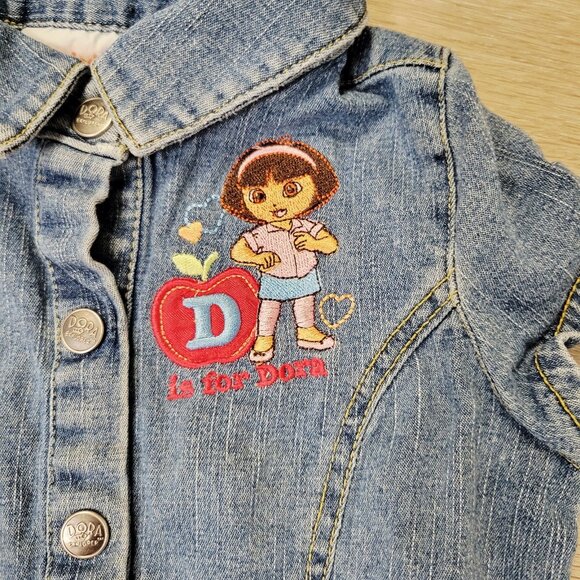 Vtg Denim Dress Embroidered D is for DORA The Explorer Sz 6 Y2K Nick Jr. READ - Picture 2 of 7